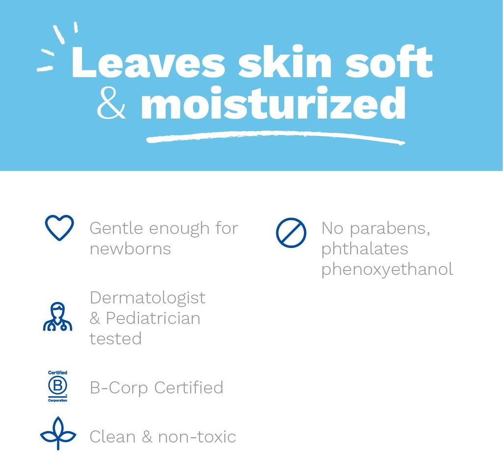 Mustela Hydra Bebe Body Lotion feature highlight - skin softness and safety certifications.