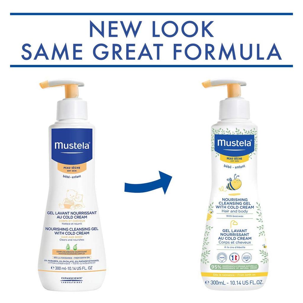 Evolution of Mustela Nourishing Cleansing Gel Packaging from Old to New Design