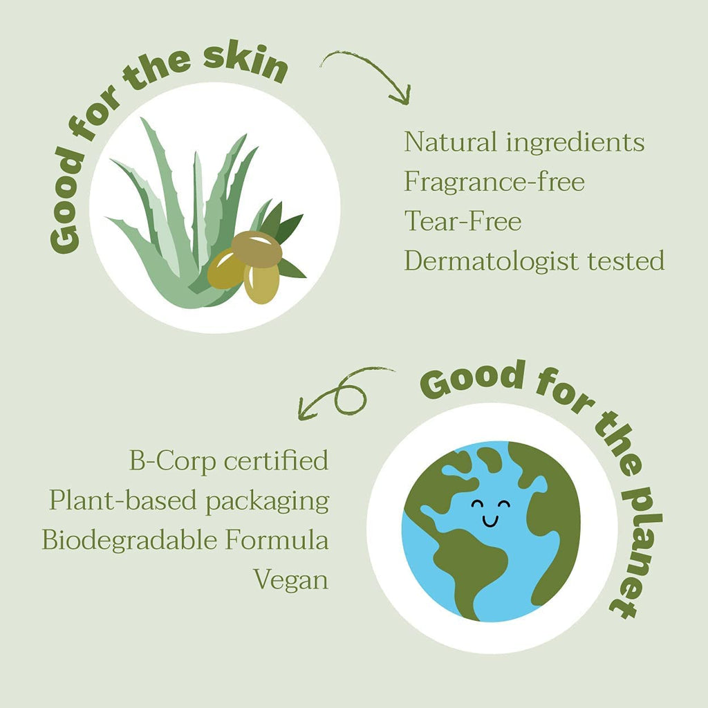 Infographic highlighting Mustela Organic Cleansing Gel's features including natural ingredients and safety standards.