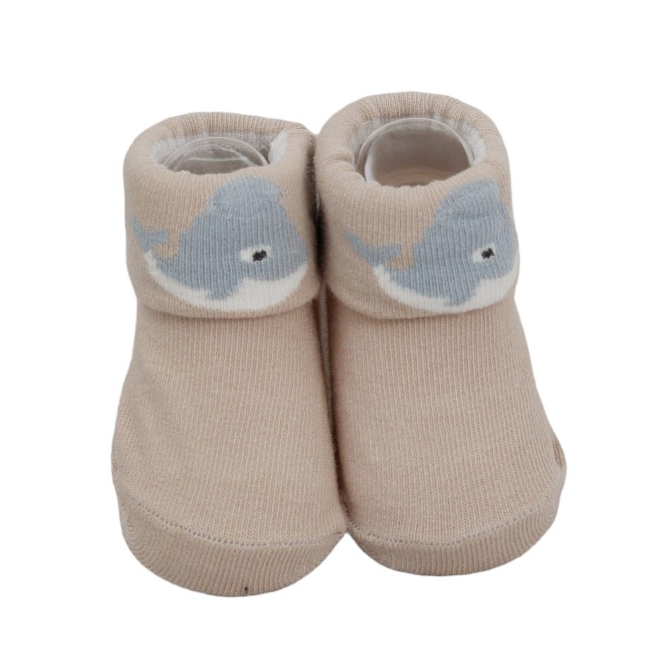 Baby Boys' Whale-Themed Tan Socks Pair