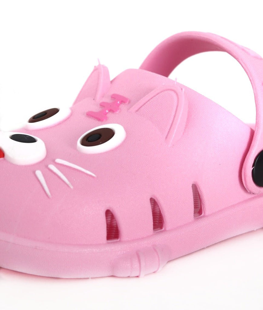 Close-Up of the Pink Puppy Design on Kids' Playful Clogs