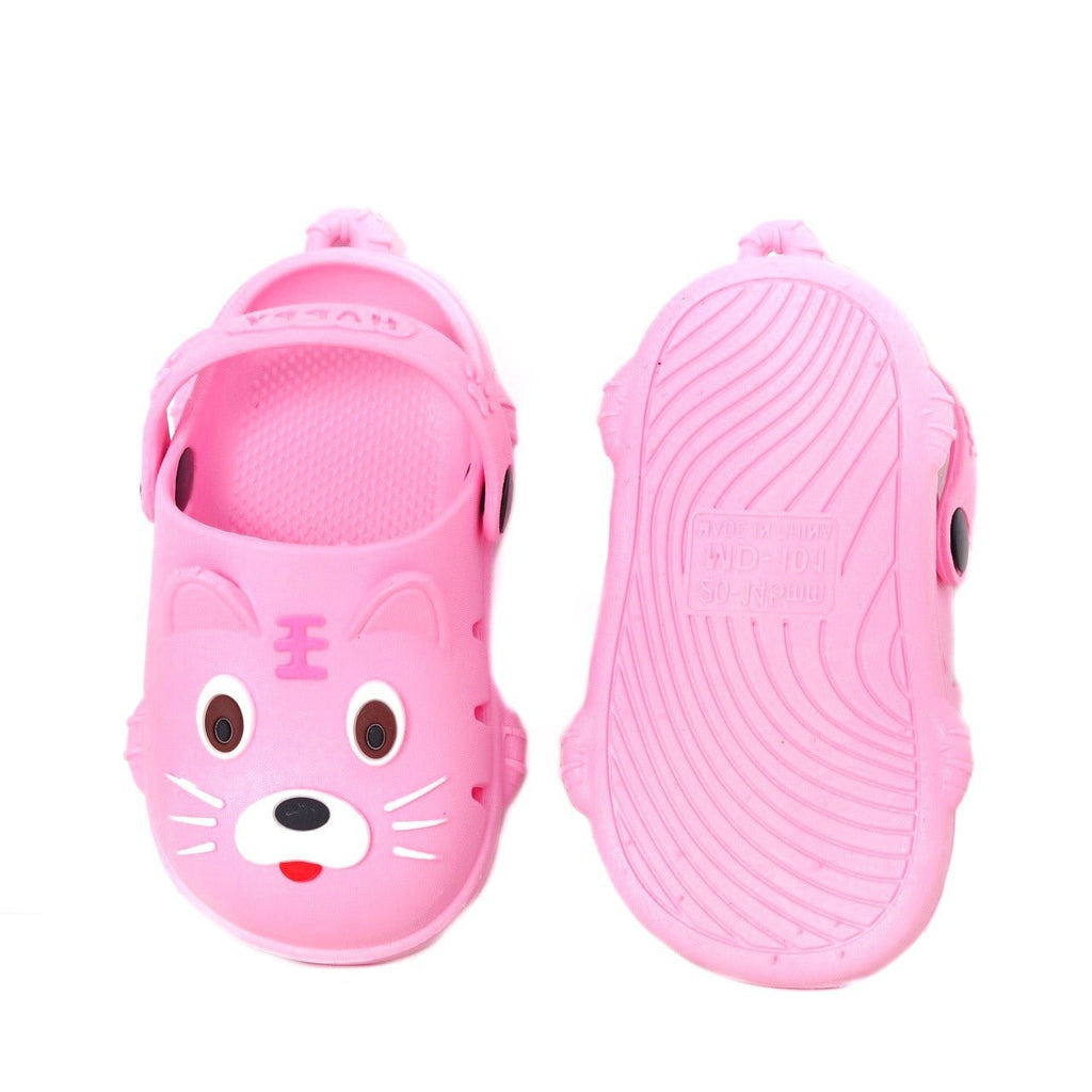 Top and Bottom View of Pink Puppy Clogs with Non-slip Soles for Kids