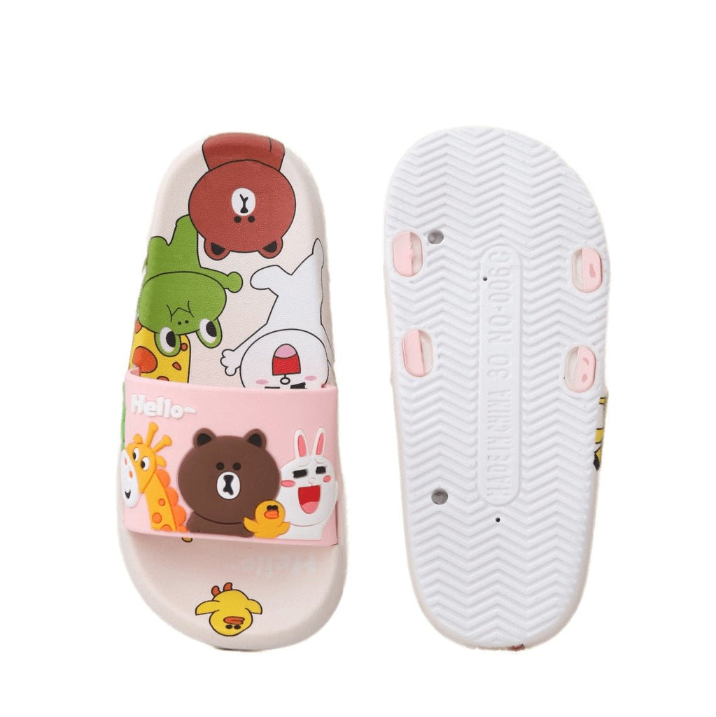 Back View of Peach Animal Slides with Comfortable Strap for Kids