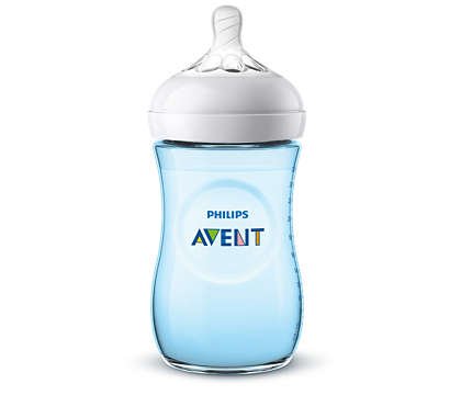 Philips Avent Natural 2.0 Blue Feeding Bottle 260ml with soft, flexible teat and anti-colic valve