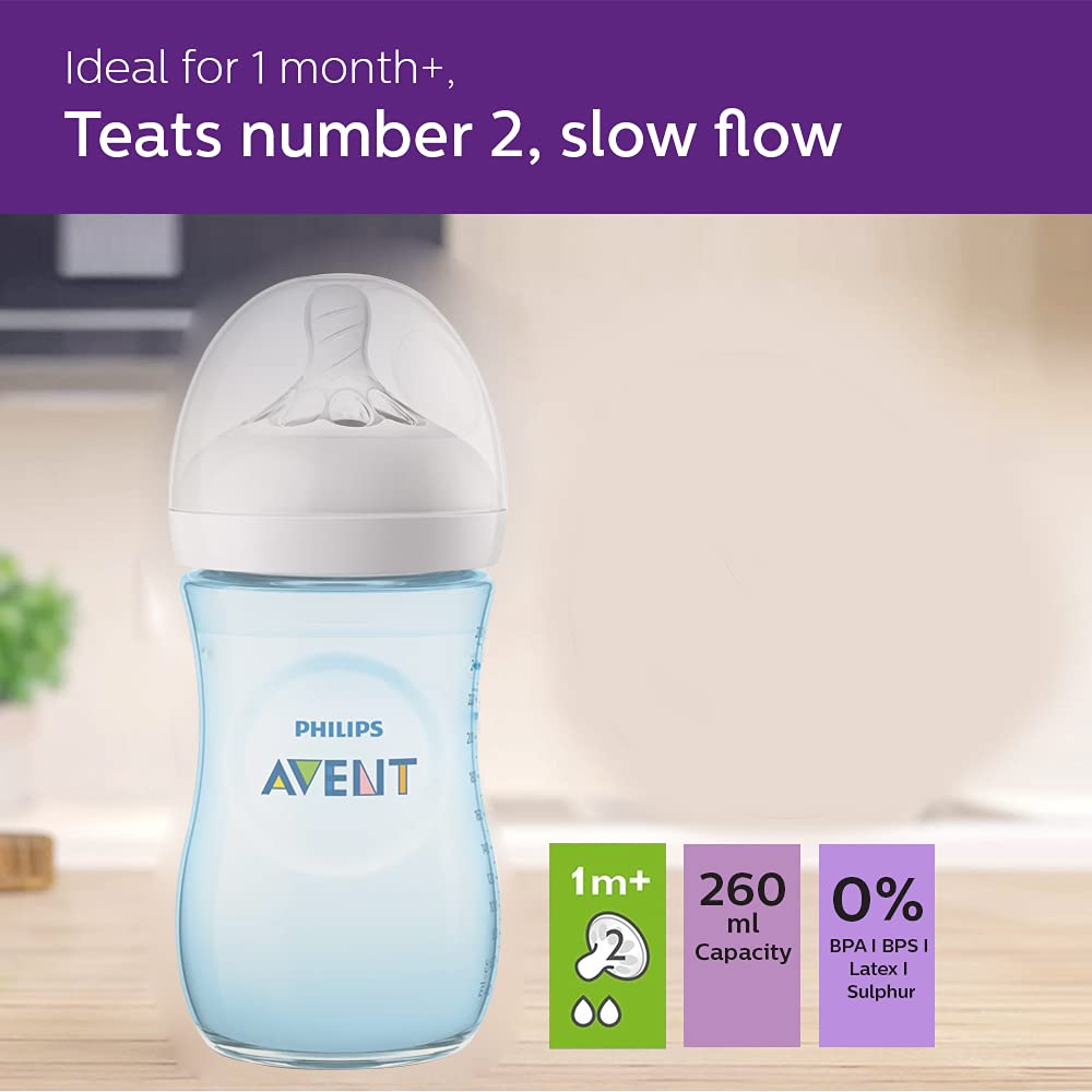 Philips Avent Natural 2.0 Feeding Bottle 260ml Blue _Ideal for 1 months+
