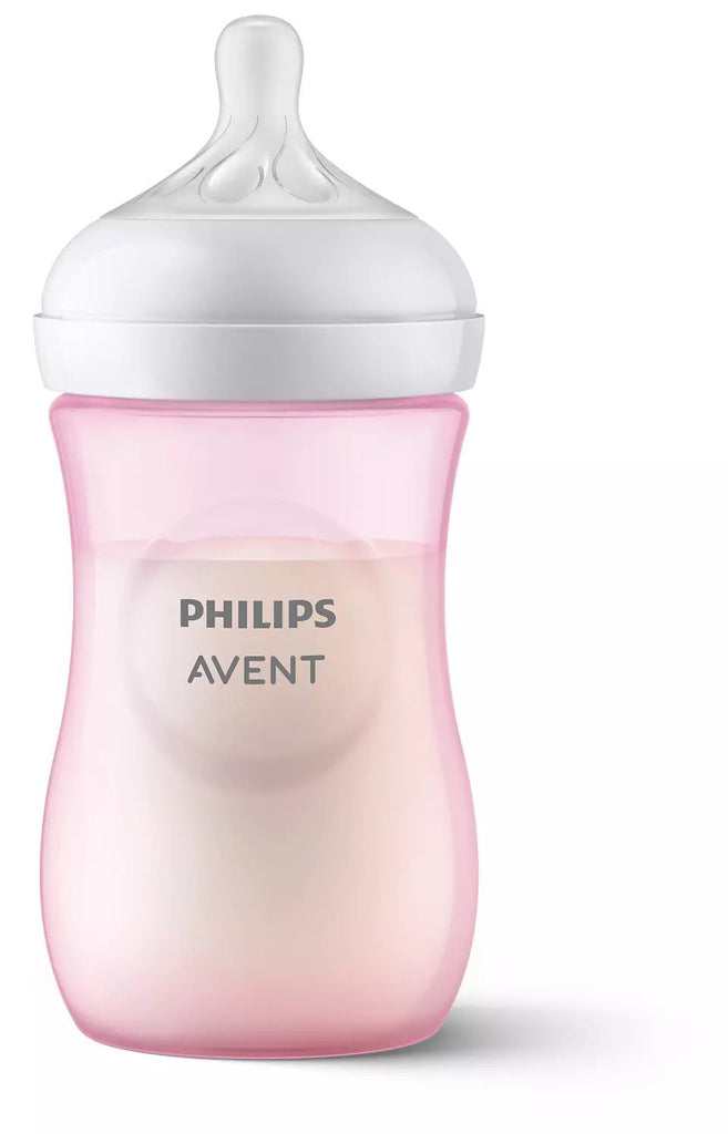 Philips Avent SCY903/11 Natural Response Baby Bottle in Soft Pink - Side View