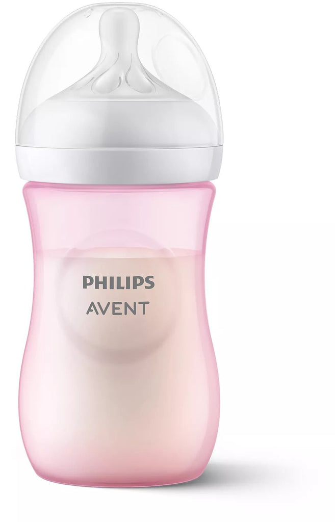 Philips Avent SCY903/11 260ml Natural Response Baby Bottle in Gentle Pink - Front View
