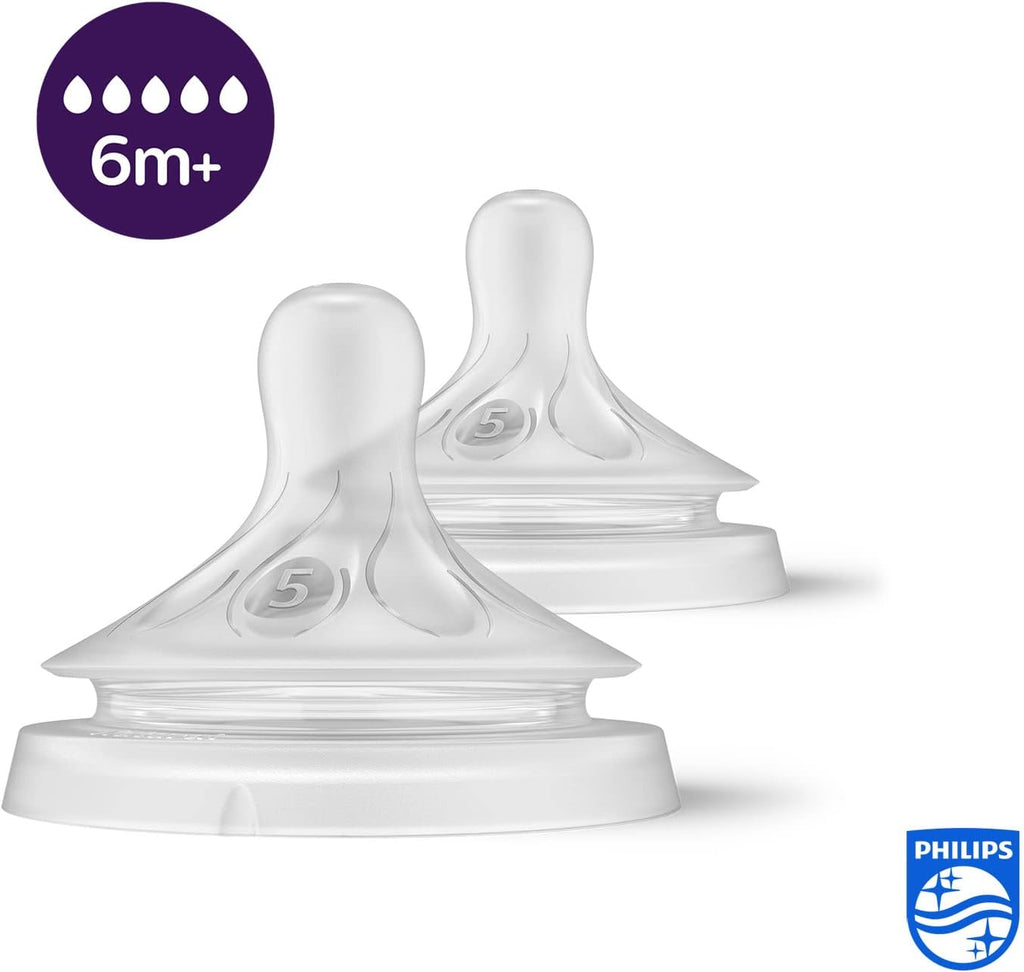 Close-up view of Philips Avent Natural Response Teat for 6m+ babies with product code SCY965/02.