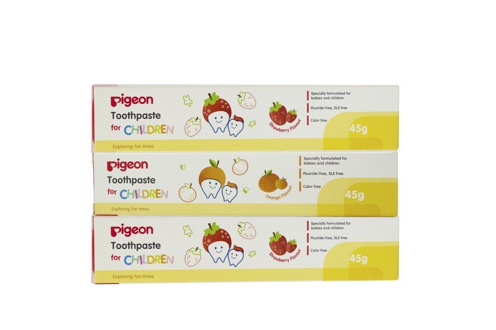 Pigeon-Babies-Children-Toothpaste-Strawberry-Orange-Flavors-Fluoride-SLS-Paraben-Free-Pack-of-3-FR