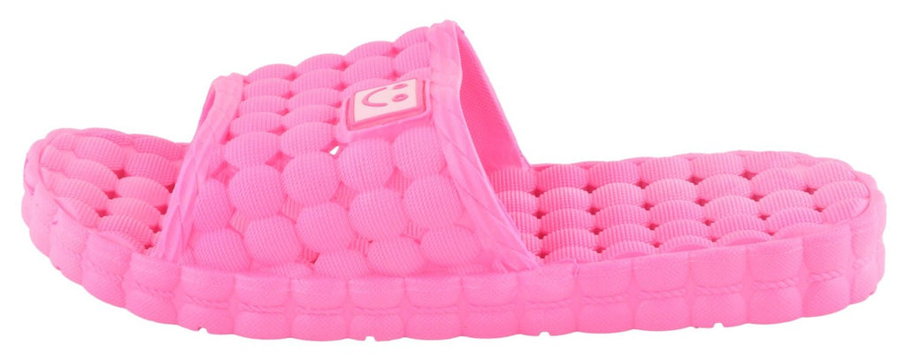 Side View of Dark Pink Bubble Joy Sliders for Girls