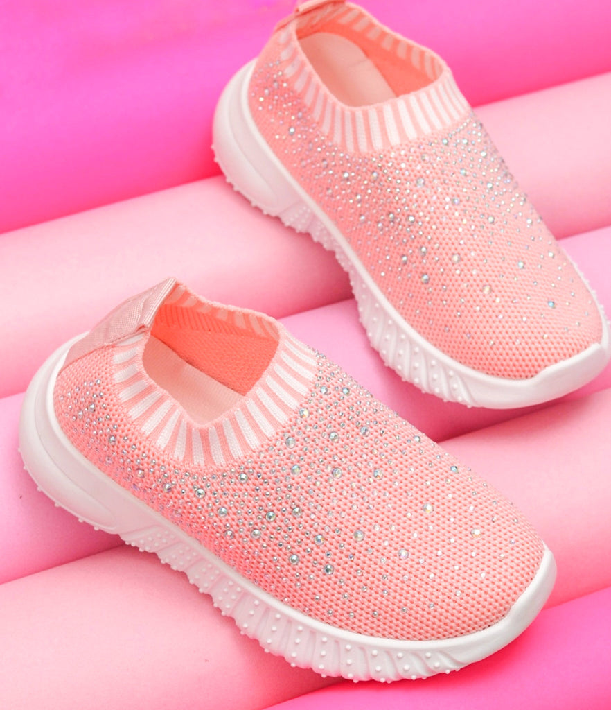 Children's pink breathable soft knit slip-on shoes  byYellow Bee