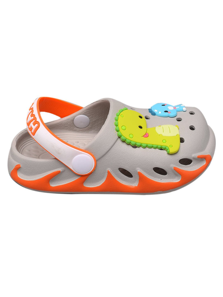 "Colorful kids' clogs with a cute dinosaur design, perfect for playful stompers."-side