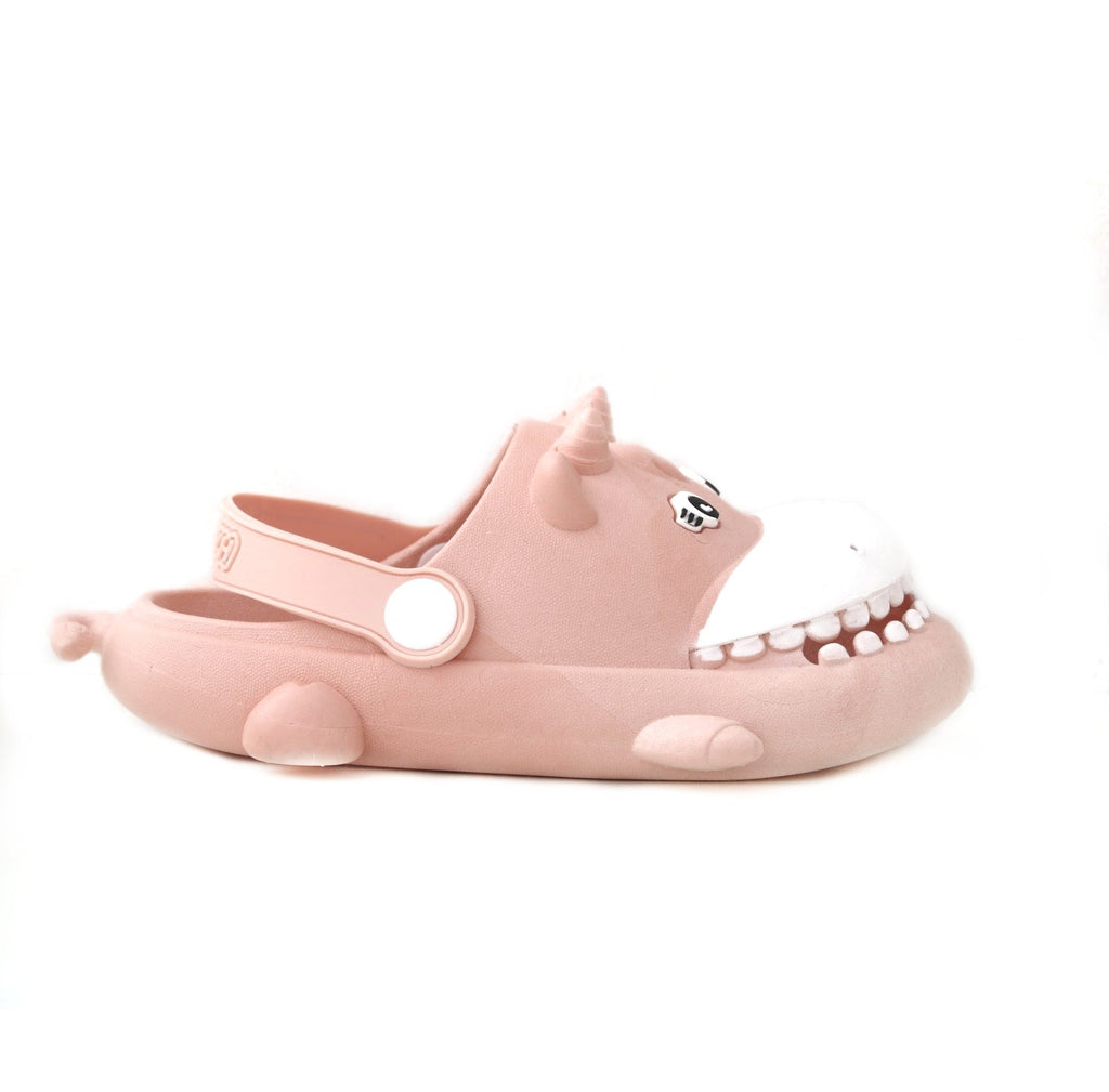 Adorable Kids' Peach-Pink Clogs with a Happy Hippo Face Design and Comfortable Fit-side2