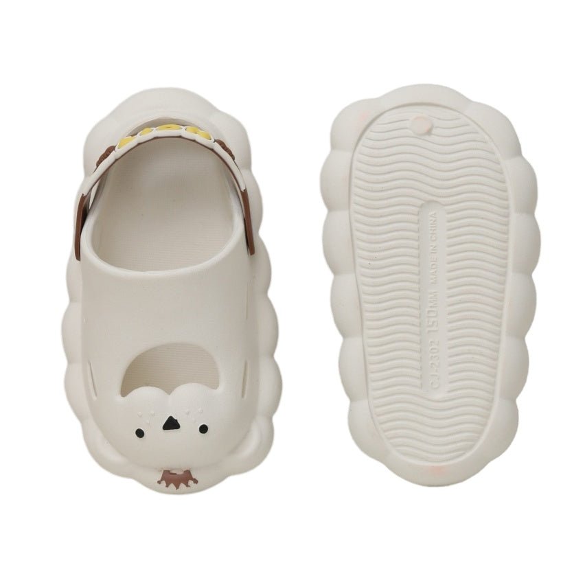 Back View of White Lion Kids' Clog Highlighting the Heel Strap and Tail Detail