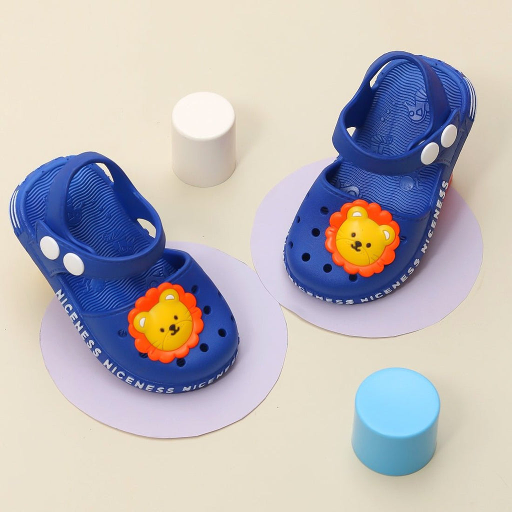 Blue Cute Lion Sandals for Children with Cheerful Sun Design