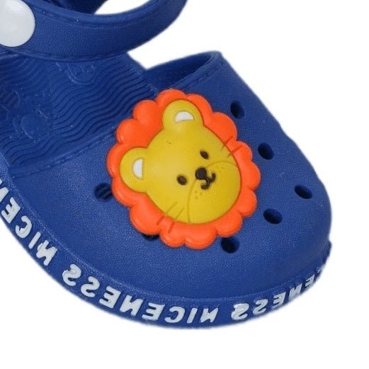 Zoomed-in Detail of Cute Lion Face on Children's Sandal