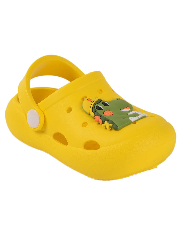 Durable and fun Boys' Yellow Clogs with Dino Motif on top-top