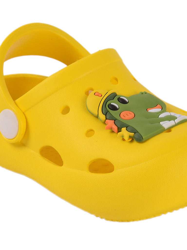 Durable and fun Boys' Yellow Clogs with Dino Motif on top-zoom