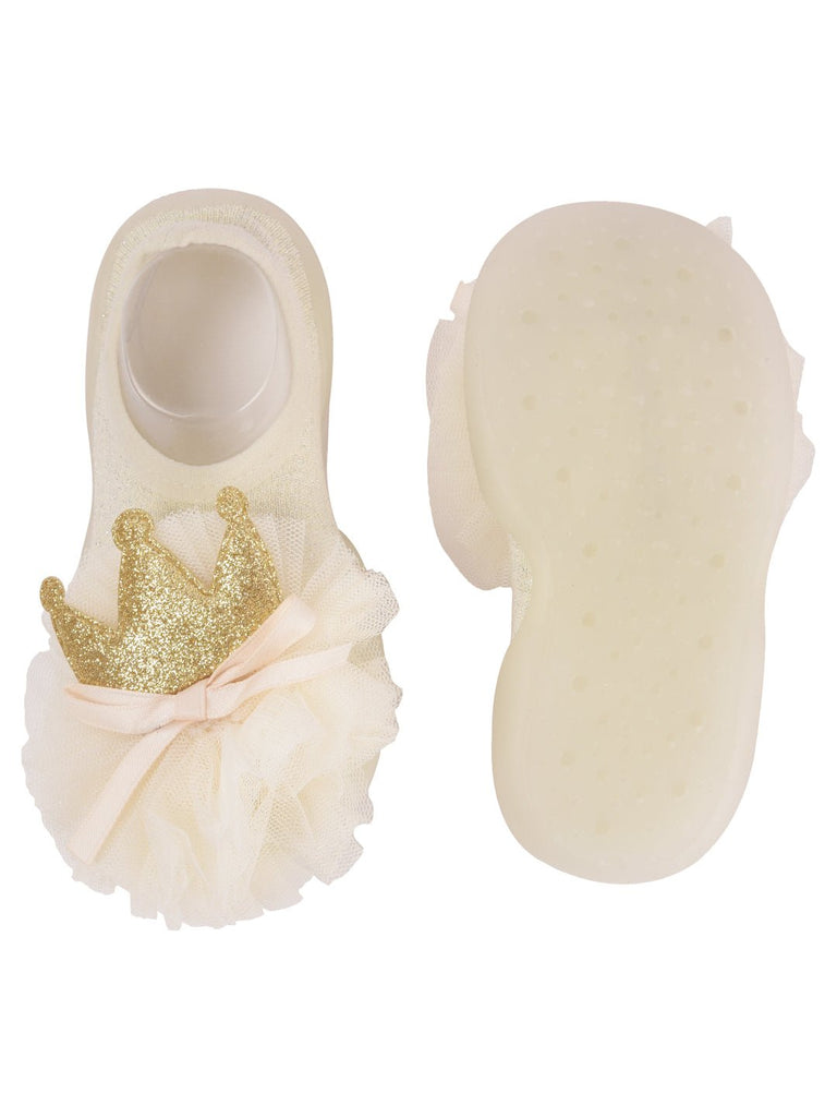 Yellow Bee's princess-style crown shoe socks with anti-skid bottoms