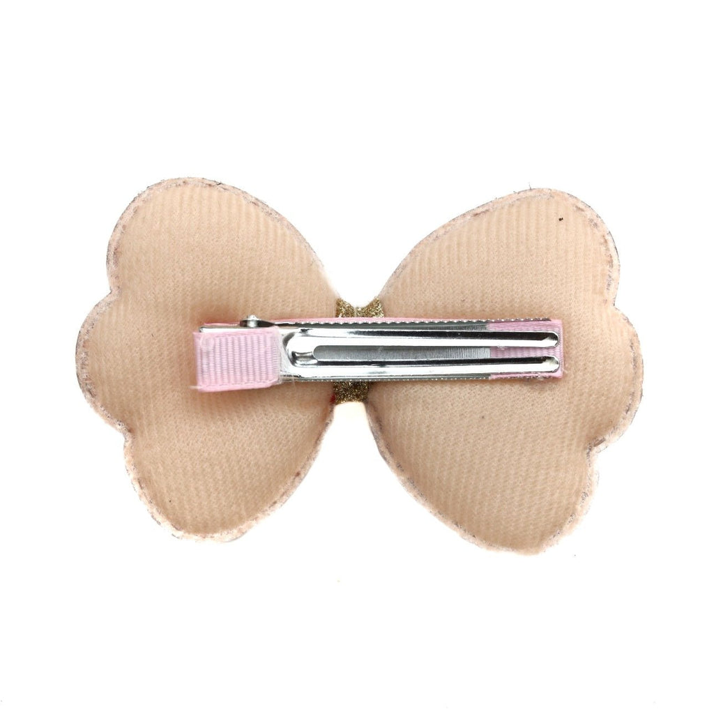 Golden Sequin Embellished Bow Hair Clip for Girls by Yellow Bee Back VIew