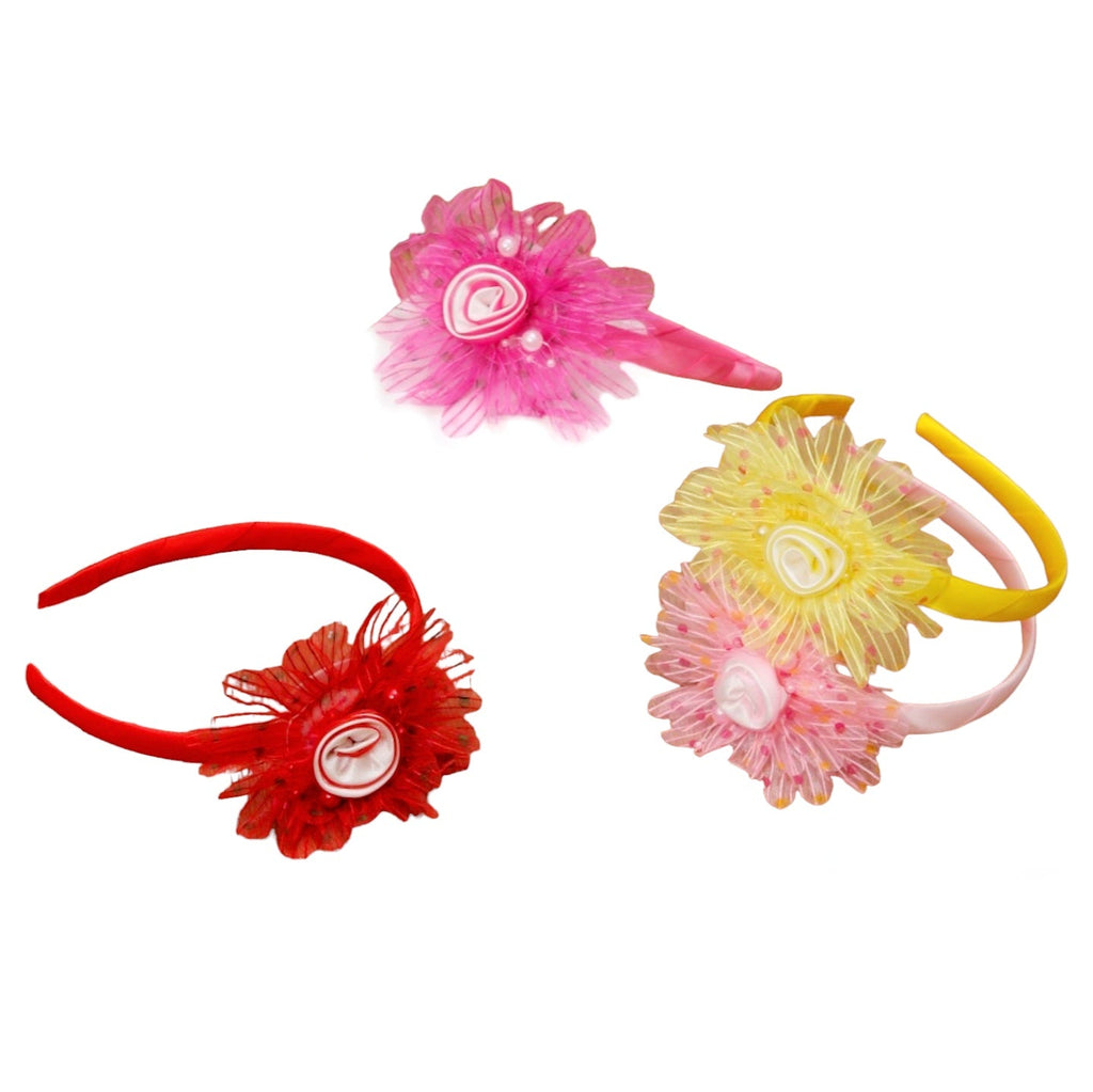 Combo Pack Of Embellished Flower Hair Band For Girls by Yellow Bee