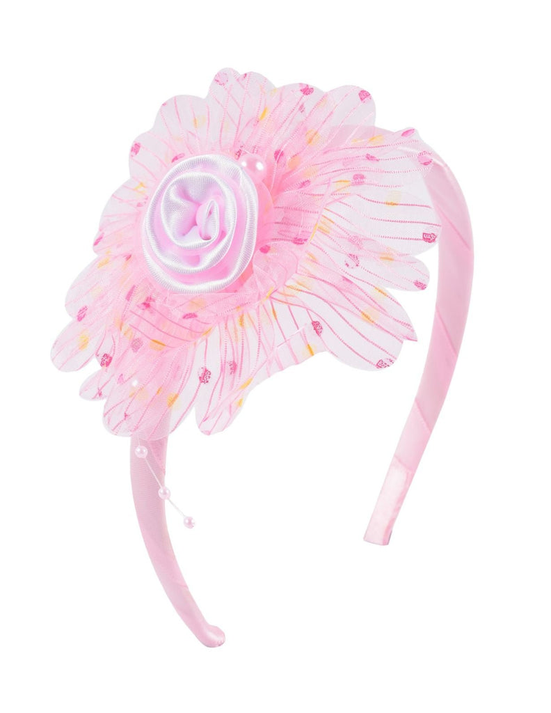 Light Pink Embellished Flower Hair Band by Yellow Bee