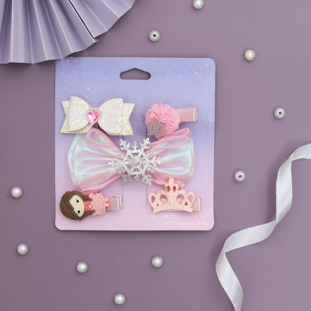 Pink princess-themed hair accessory set with various embellishments by Yellow Bee.