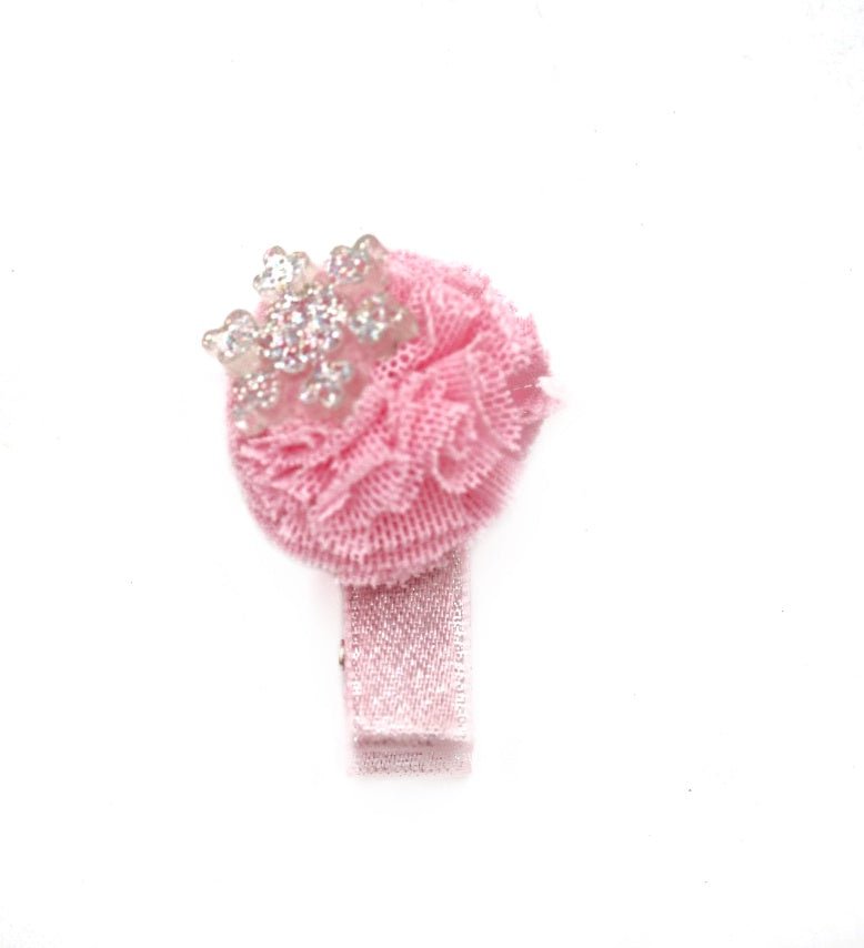 Elegant pink floral embellished hair clip for girls by Yellow Bee