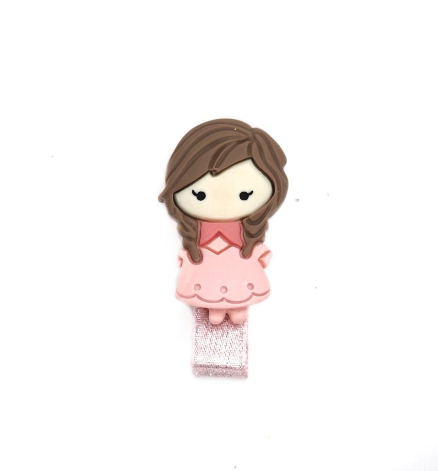 Adorable doll figure hair clip in pink by Yellow Bee for young girls
