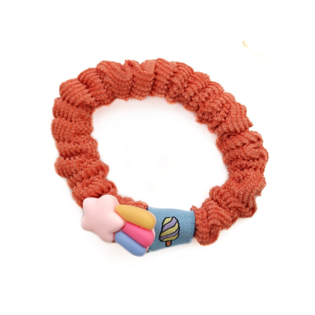 Orange rubber band with ice cream charm for girls by Yellow Bee.
