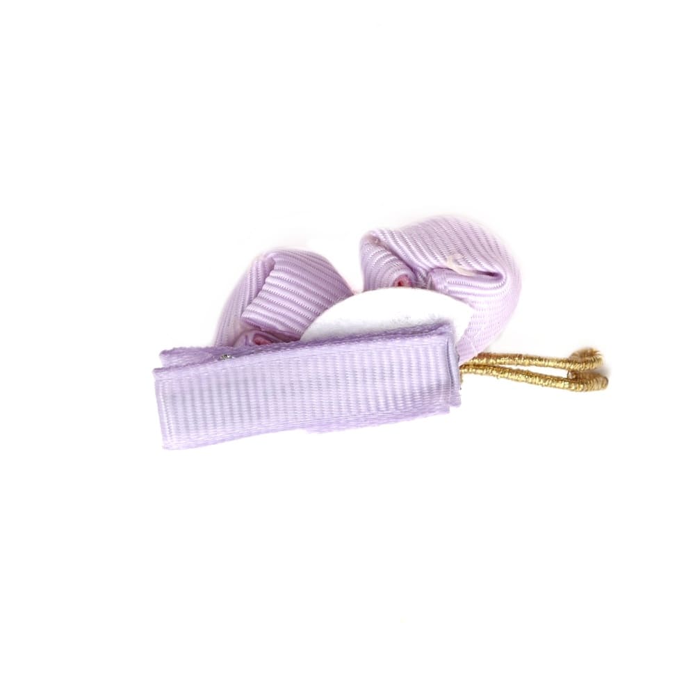 Pink and purple ribbon bow hair clip by Yellow Bee for young girls.