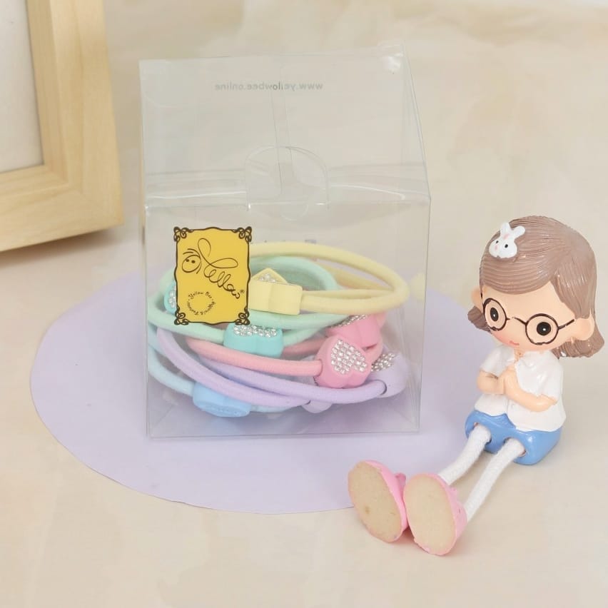 Assorted Pastel Shiny Heart Rubber Bands by Yellow Bee Display