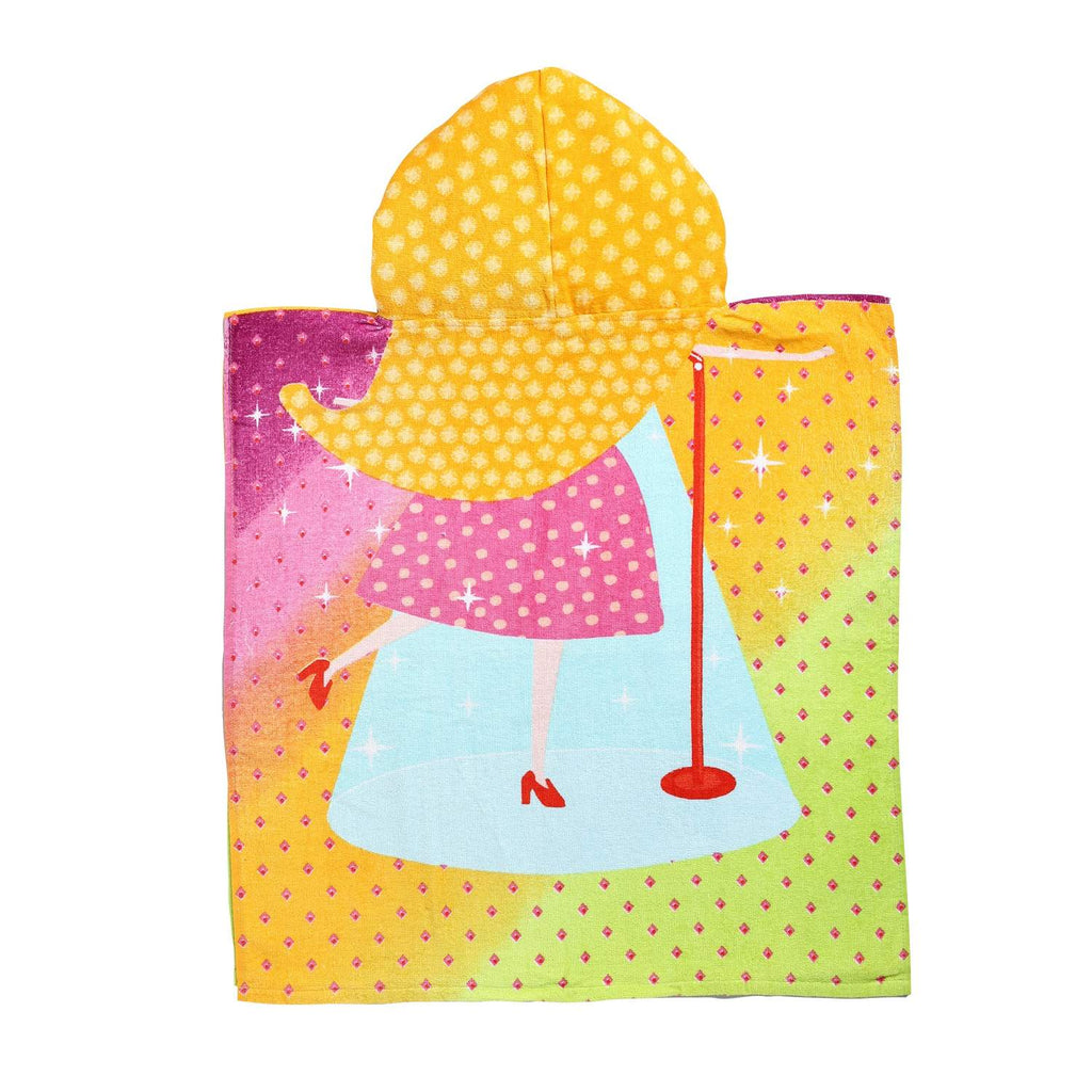 yellow-bee-singing-girl-hooded-poncho-towel-folded