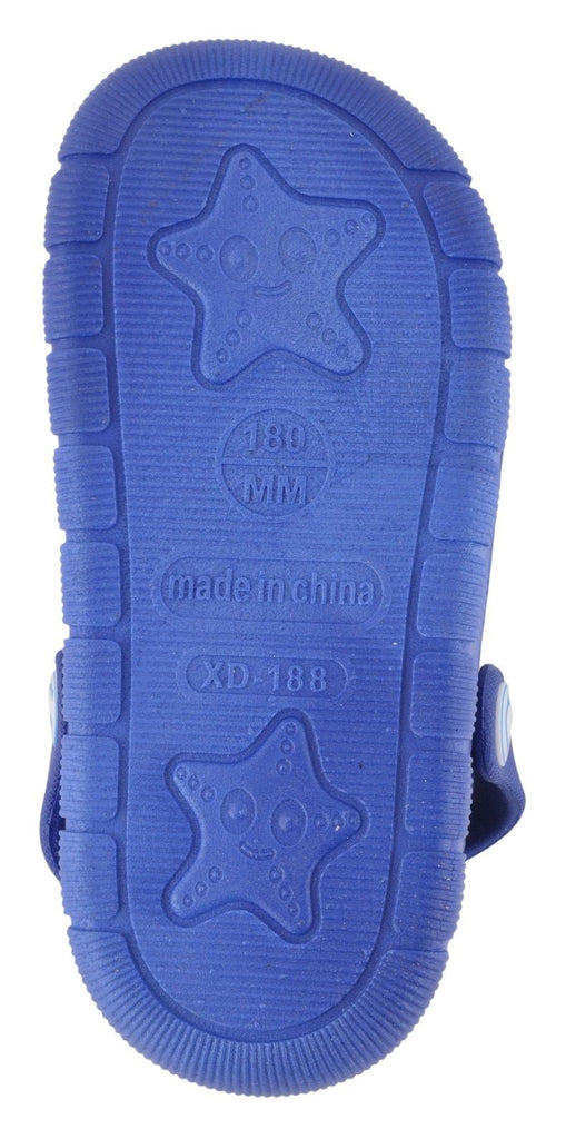 Insole View of Boys' Dark Blue Helicopter Clogs Highlighting Comfort Design