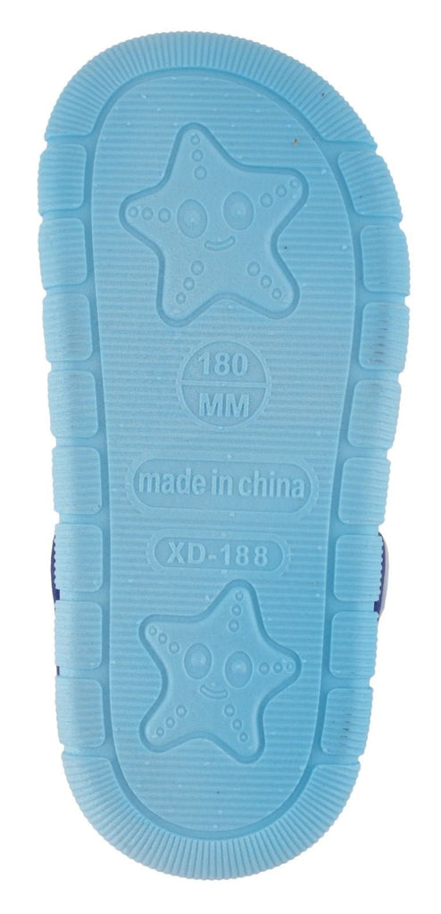 Back View of Boys' Light Blue Helicopter Clogs