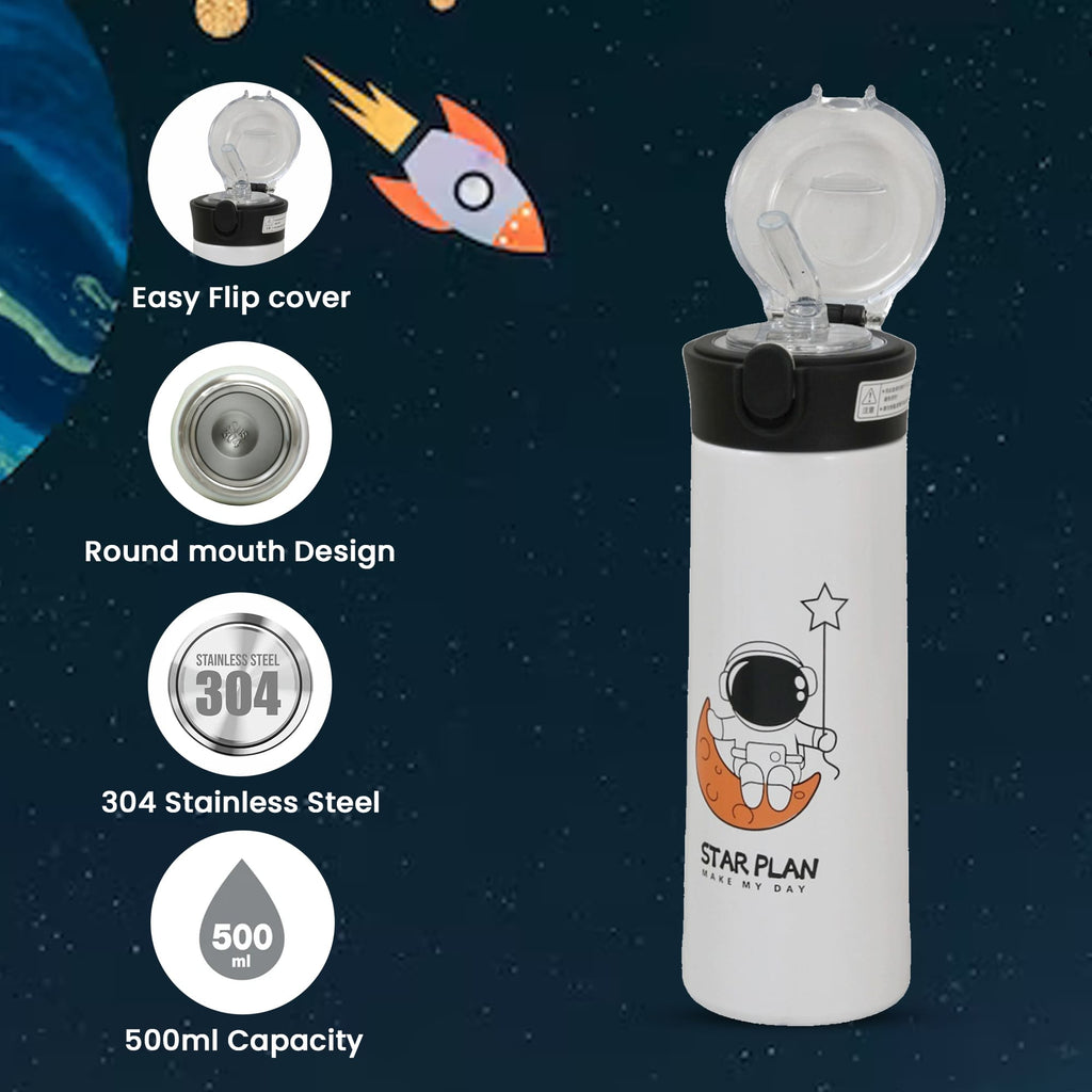 Detail Features of Yellow Bee Stainless Steel Astronaut and Moon Flask