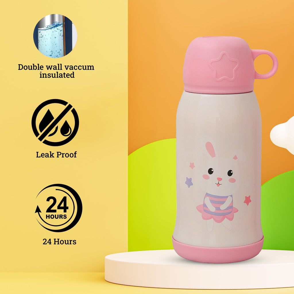 Yellow Bee's insulated and leak-proof Bunny Flask showcased on a yellow background