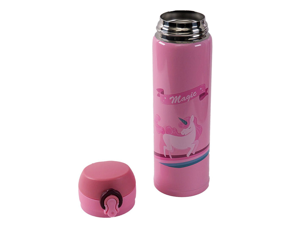 Magic Unicorn Print Pink Stainless Steel Flask by Yellow Bee Disassembled