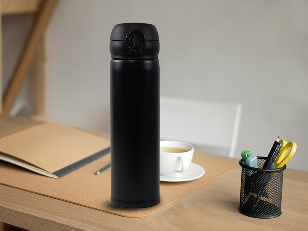 Yellow Bee Black Stainless Steel Thermos Flask - Office Setup