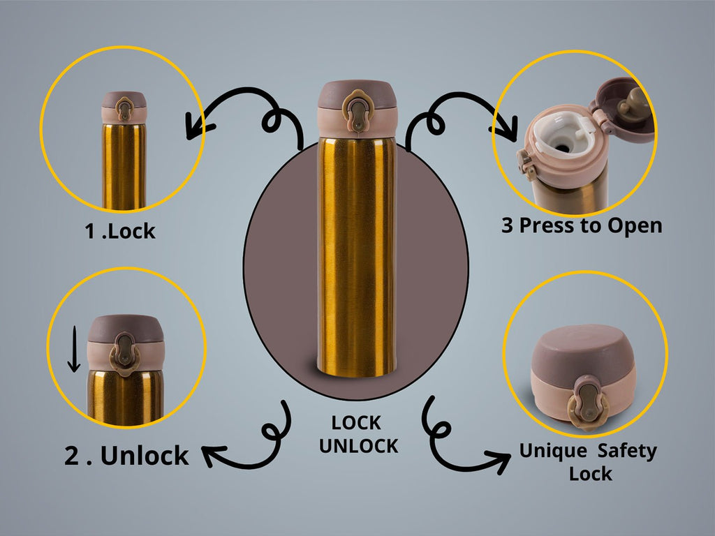 Yellow Bee Stainless Steel Flask Locking Mechanism Instructions