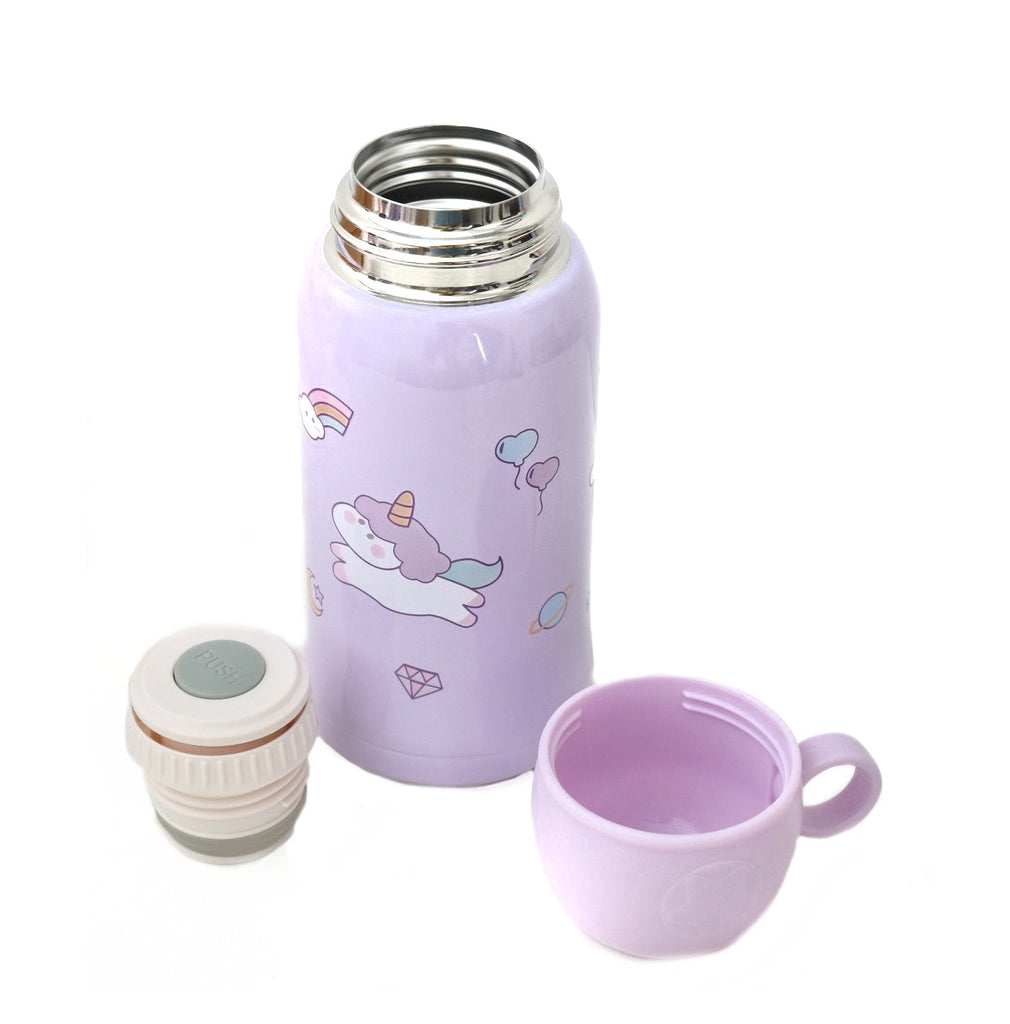 Top View of Yellow Bee 500ML Unicorn Flask with Cup and Lid