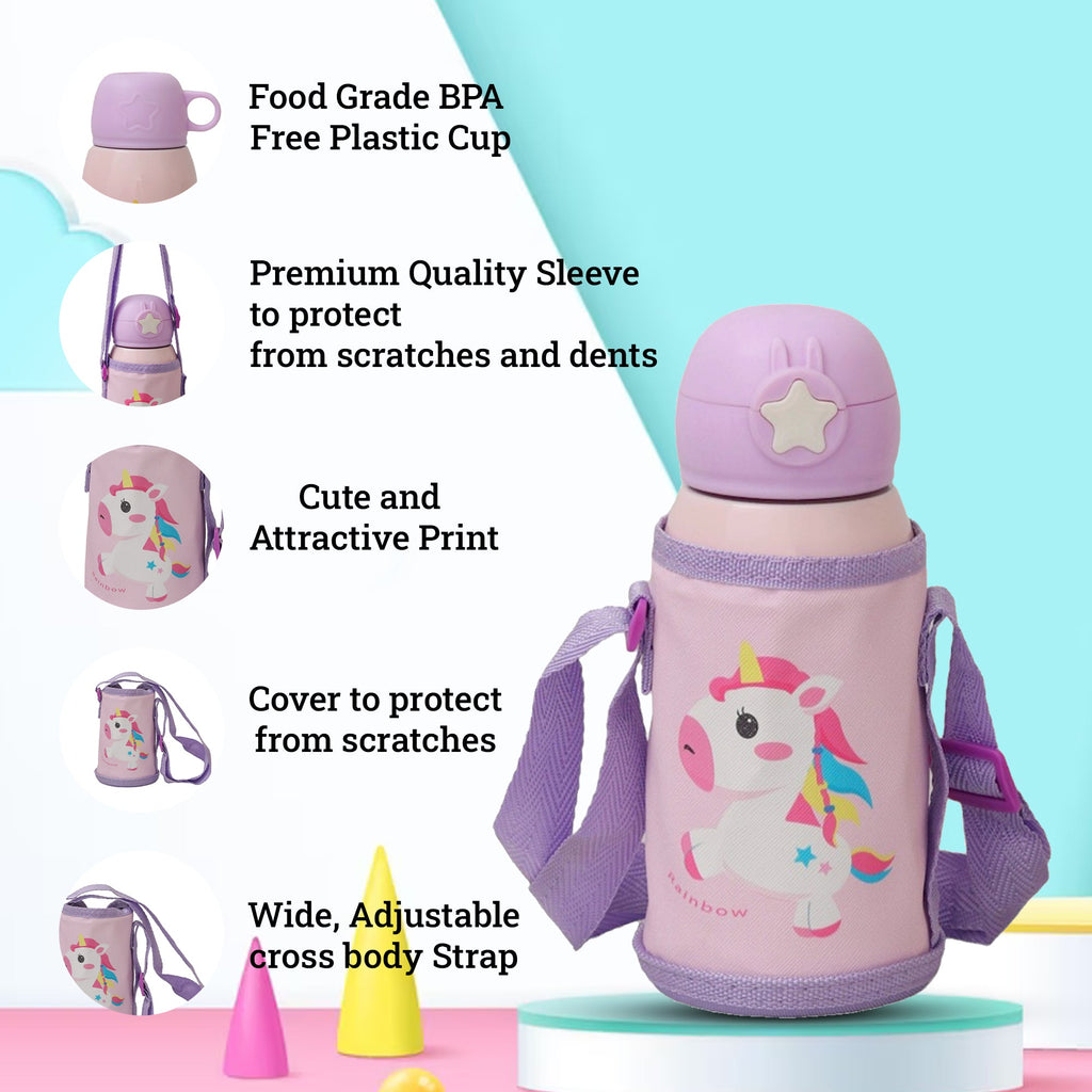 Yellow Bee Unicorn Flask with BPA-free cup and protective quality sleeve