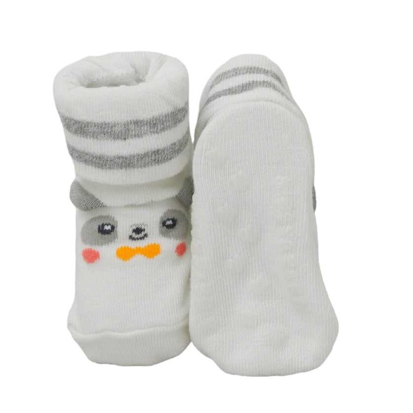 Anti-slip baby socks with a white moon pattern on sole