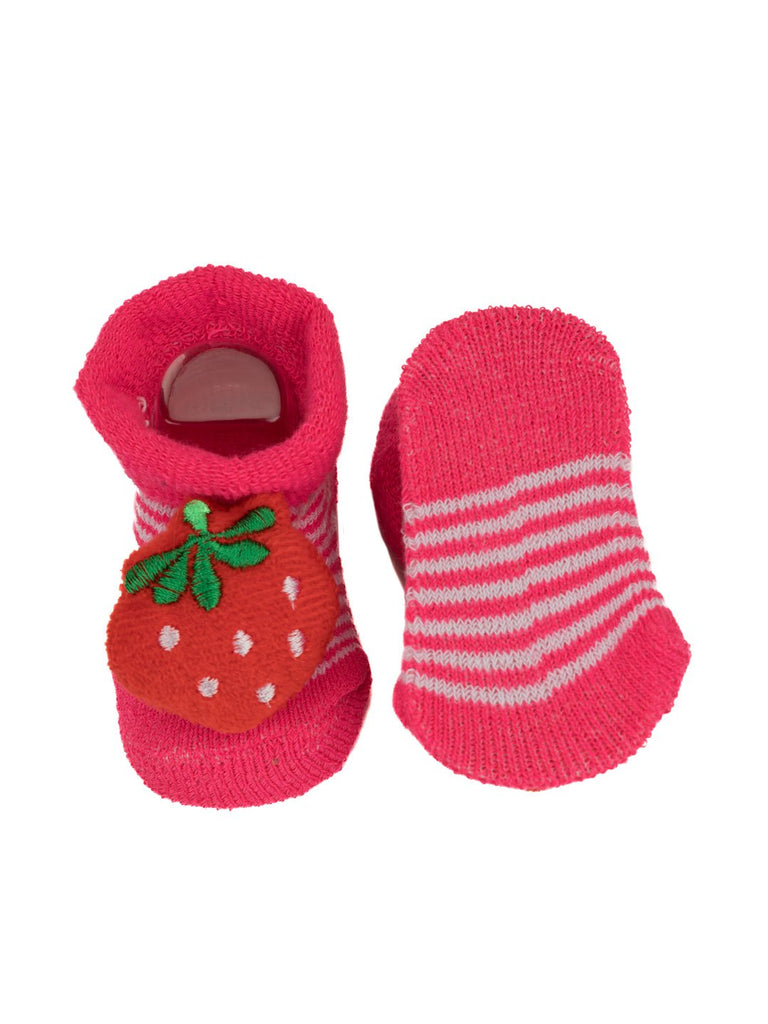 Cute and playful stuffed toy socks with a strawberry and duck, perfect for gifting