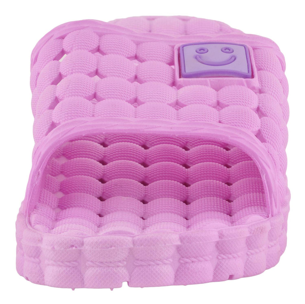 Close-up view of Yellow Bee Stylish Purple Sliders for Girls
