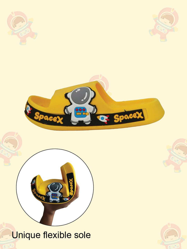 Side view of light yellow astronaut slides with a flexible sole