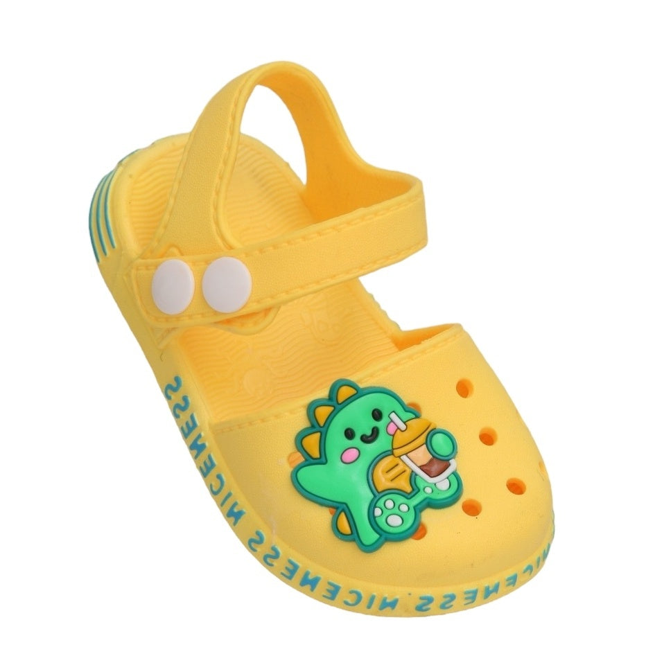 Top View of a Sunny Yellow Dino Detail Kid's Sandal