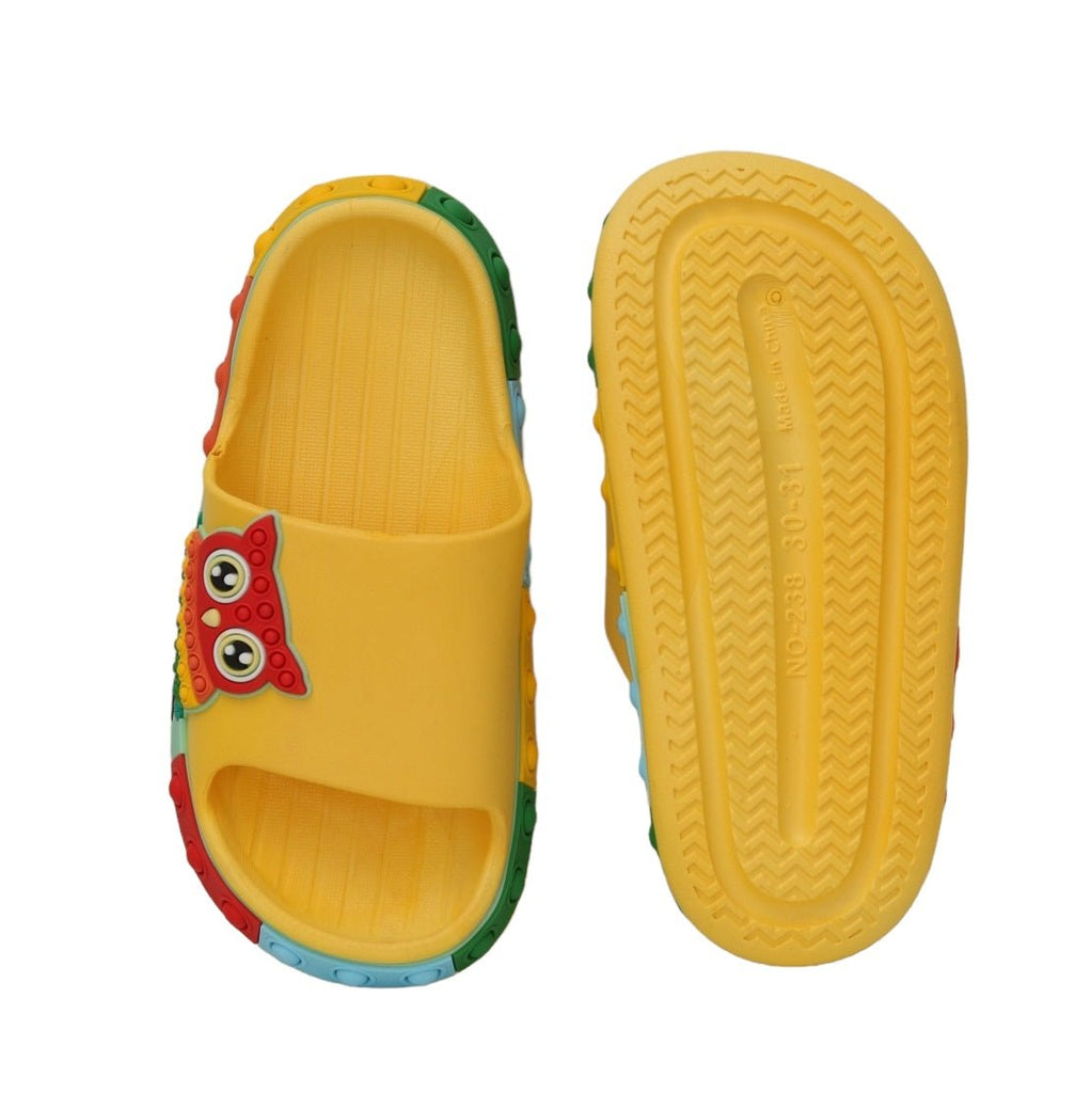 Bottom Sole of Children's Yellow Owl Slide with Anti-Slip Design