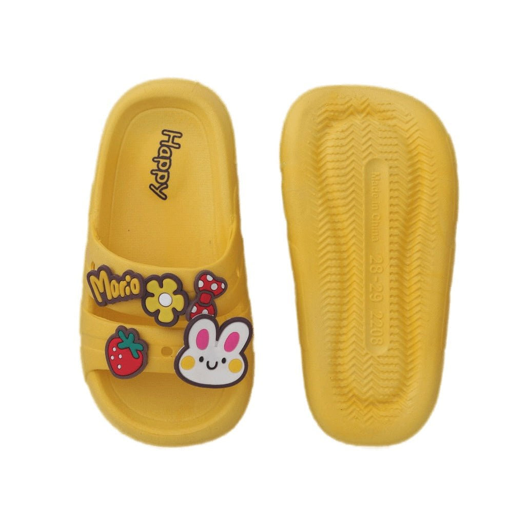 Back View of Yellow Slide with Whimsical Motifs