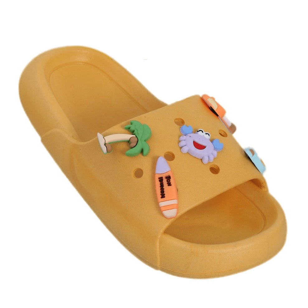 Single Yellow Slide with Beach Themed Decorations
